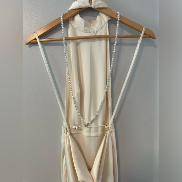 NWT Bride Saints and Secrets White/Cream Rose Halter Pearl Maxi Dress Size XS - Picture 6 of 8